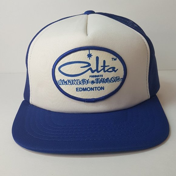 Vintage 80s MckINLEY & Taylor Hat Snapback Trucker Hat Classic Cap Blue Edmonton - Picture 11 of 15